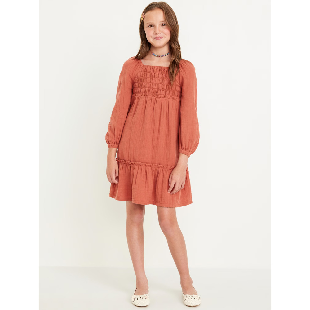 Old Navy Long-Sleeve Double-Weave Fit and Flare Dress for Girls Size L(10-12)